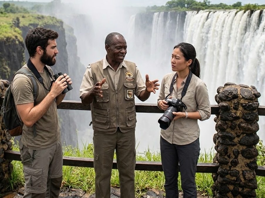 Discover the spectacular Victoria Falls on a guided tour from Livingstone, Zambia. Explore the viewpoints, learn about the history and geology of Mosi-oa-Tunya, and experience the breathtaking beauty of one of Africa's greatest natural wonders.